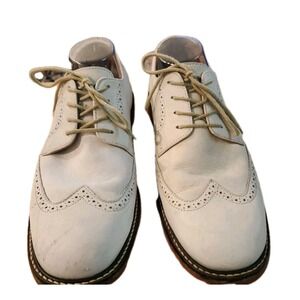 Johnson & Murphy Mens Creamy Beige Oxford Bucks  10 1/2 M Coastal Preppy